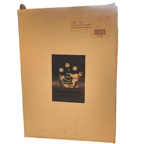 Wooden Christmas Snowman Windup Music Box Rotating Snowflakes Vintage - Picture 4 of 7